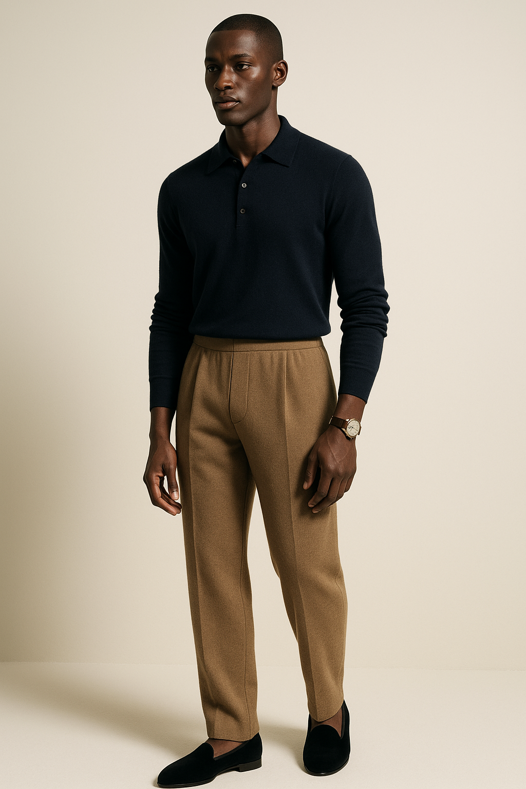 Ink Polo & Camel Trouser