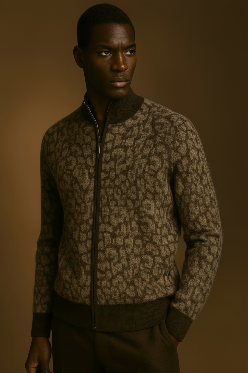 Textured Cashmere Zip Cardigan