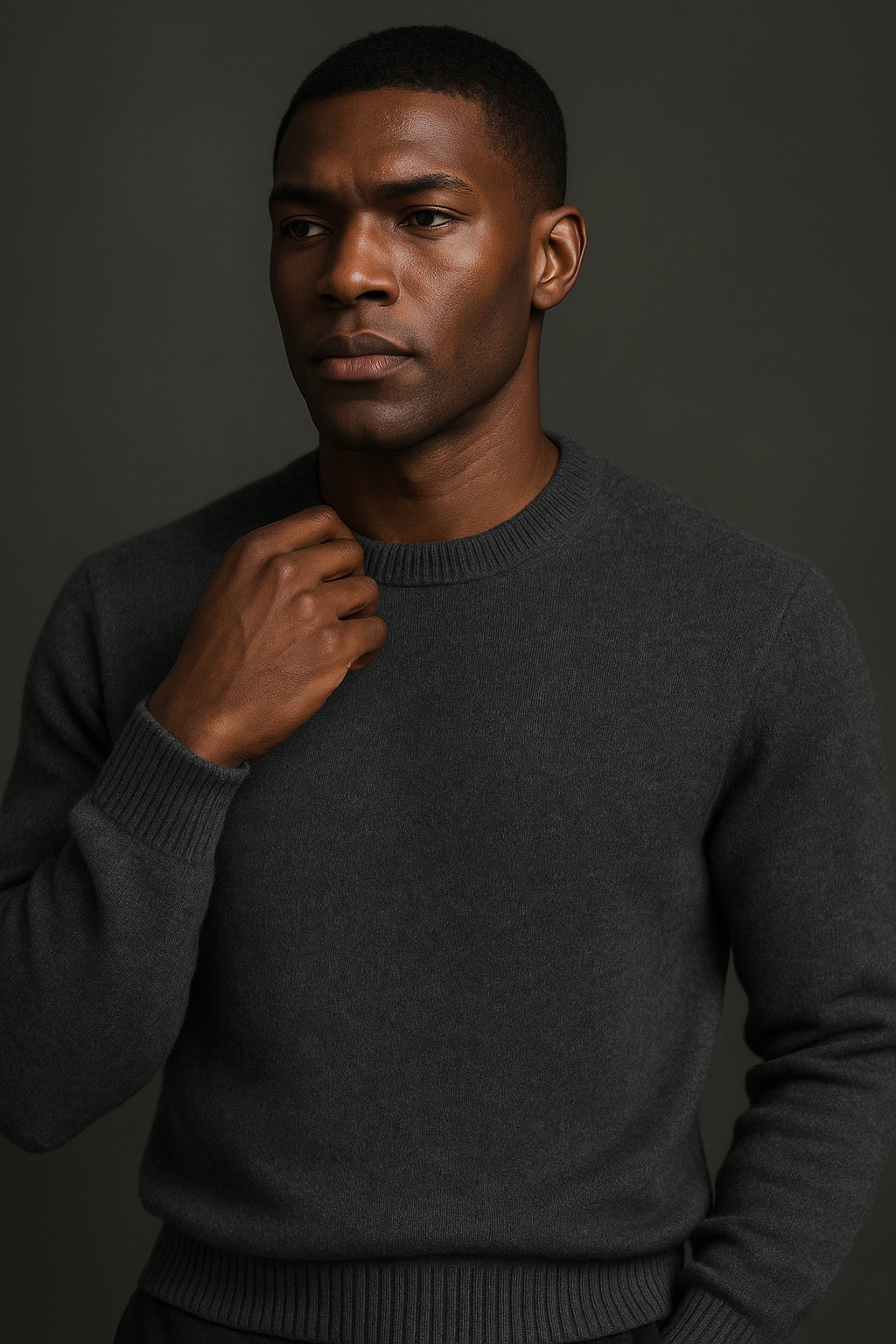 Charcoal Grey Cashmere Crew Neck