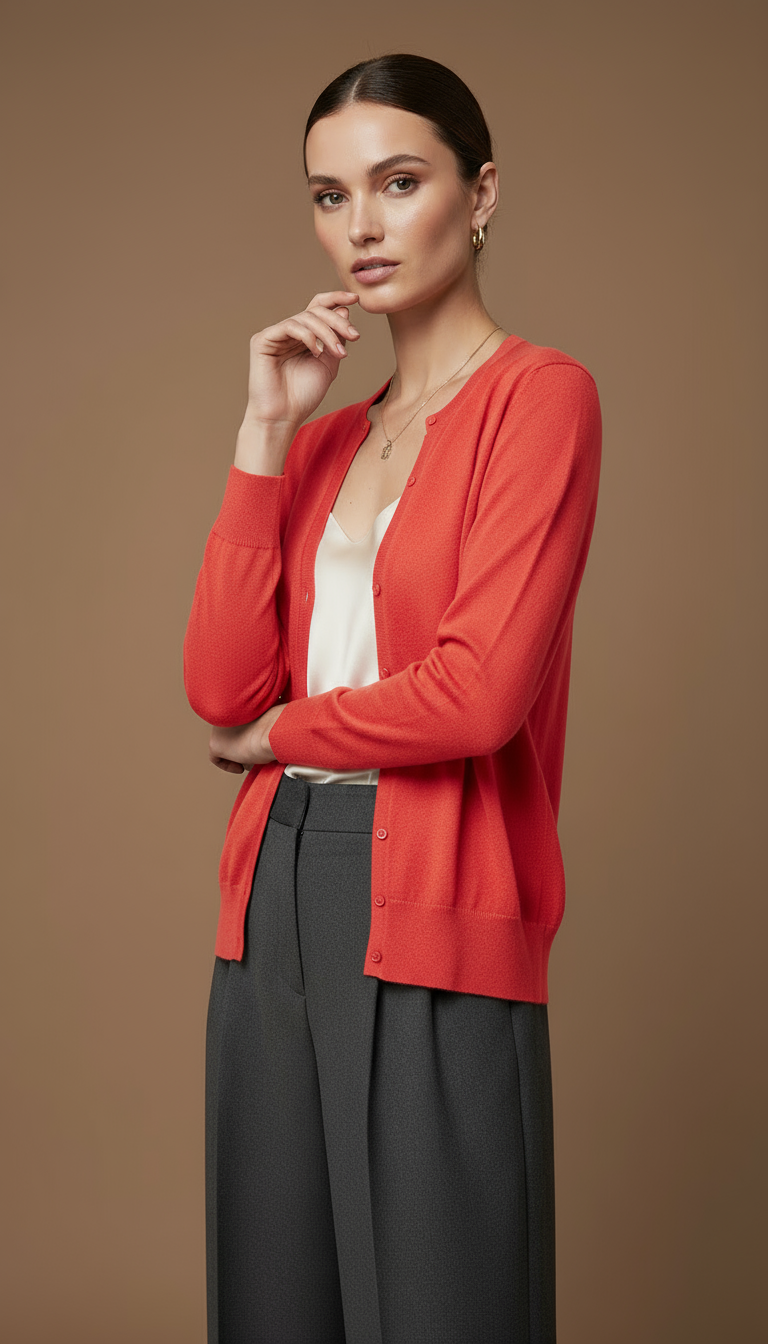 Coral Cashmere Cardigan