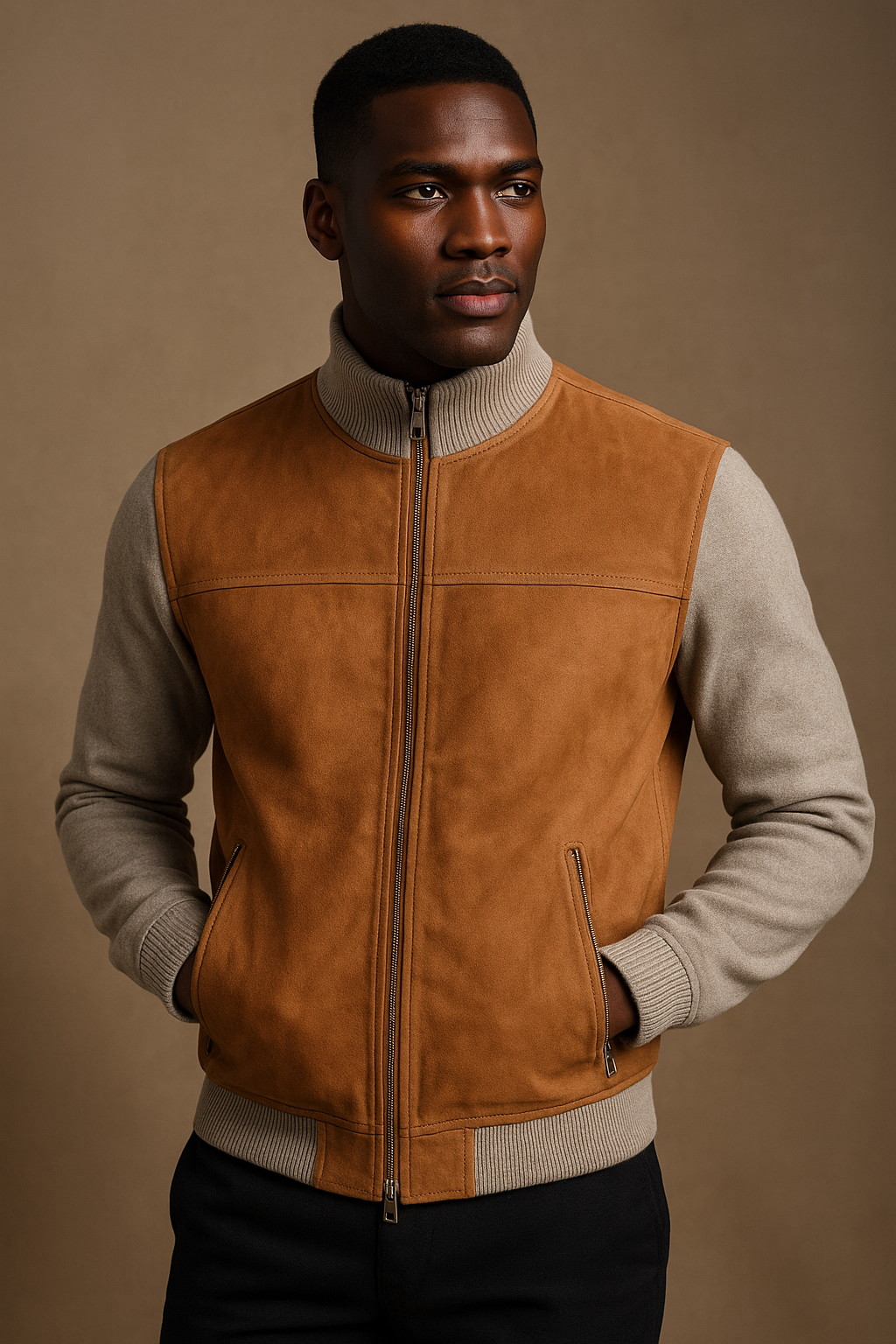 Leather & Cashmere Bomber Jacket
