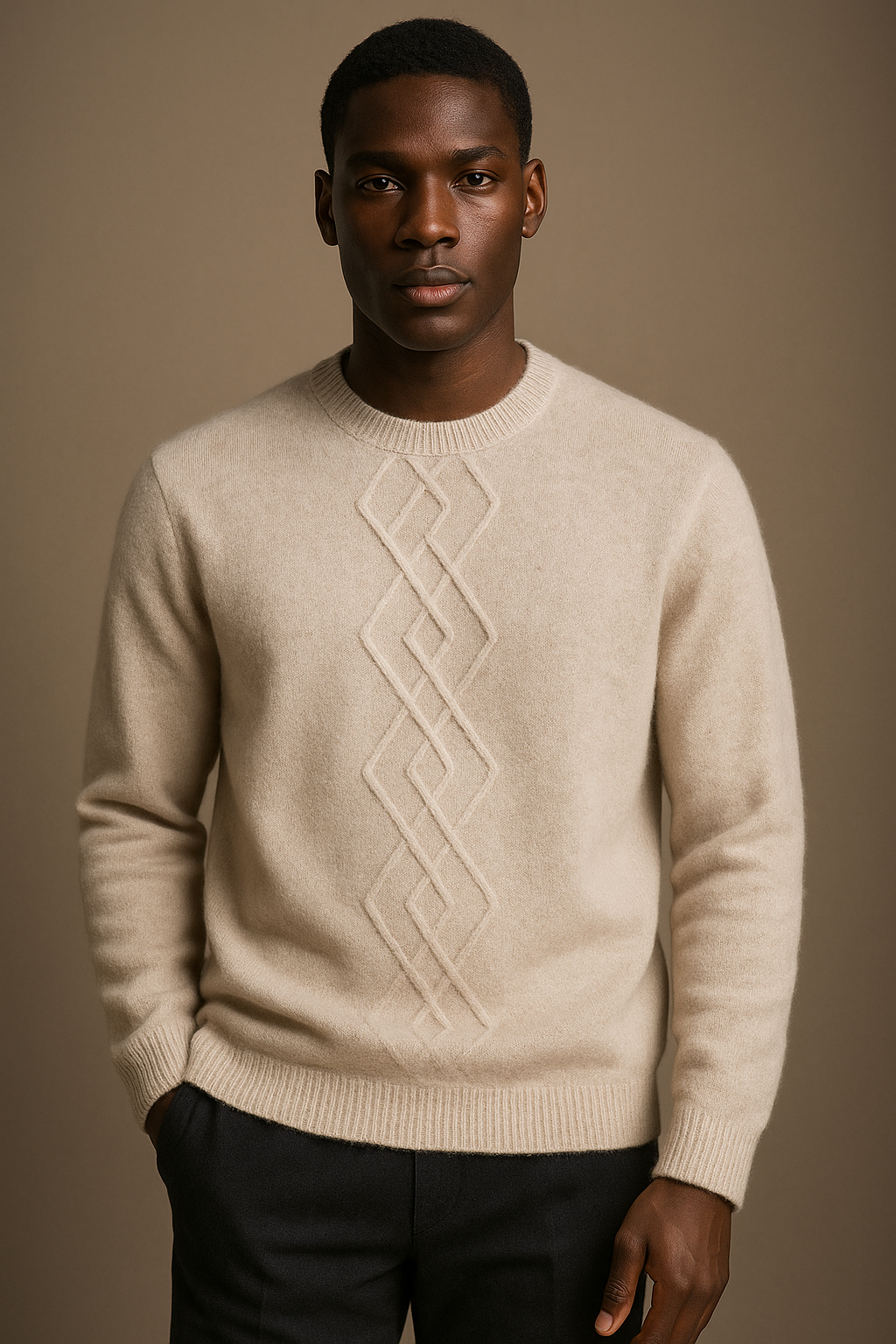 Geometric Cashmere Crew Neck