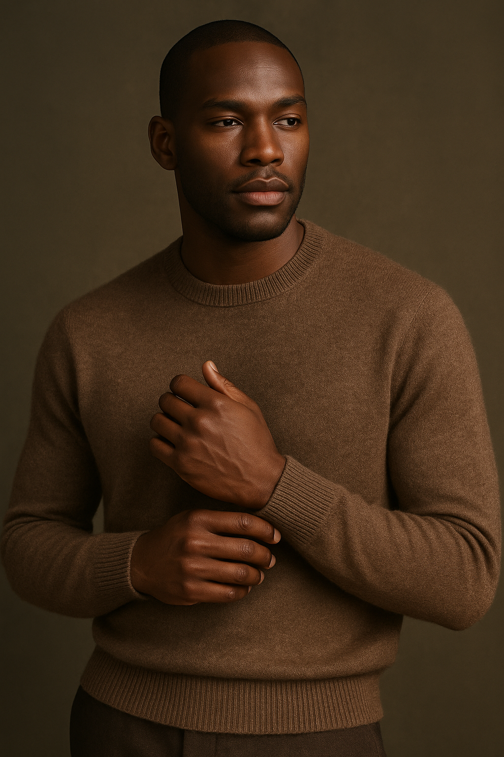 Medium Taupe Cashmere Crew Neck