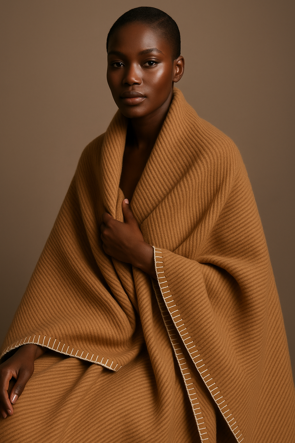 Textured Ribbed Cashmere Blanket