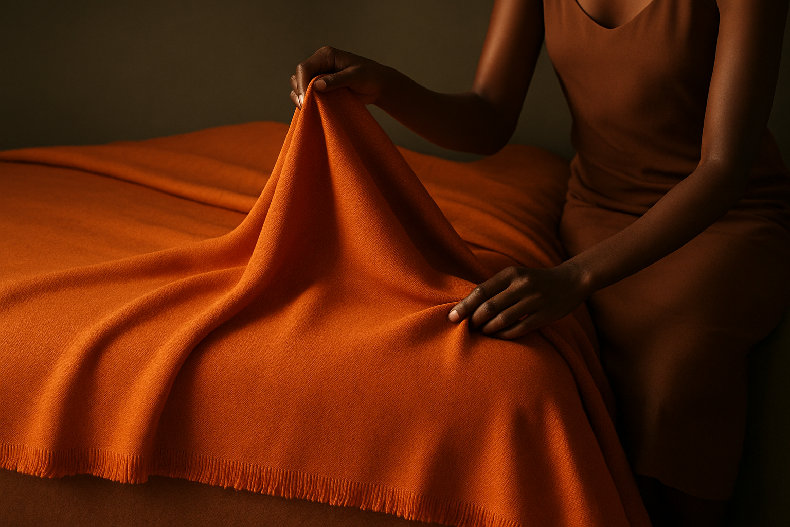 Burnt Orange Cashmere Bedsheet Set